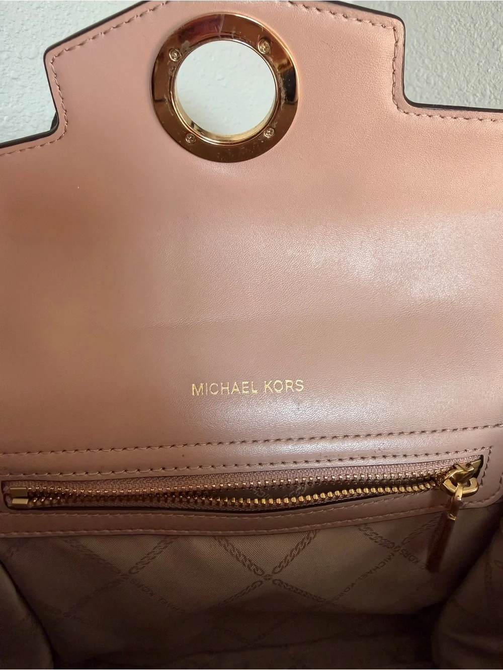 Michael Kors Blush Pink Satchel with Gold Chain Accent